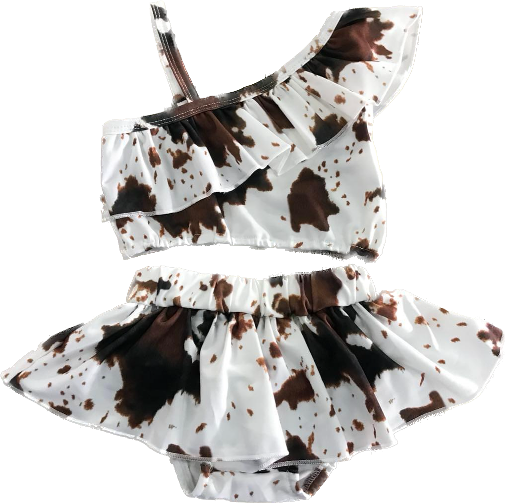 Her fave cow print swimsuit